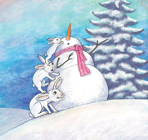 Snowman and bunnies