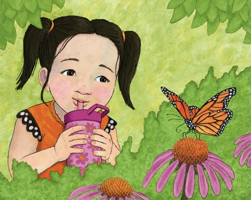 Girl with Monarch Butterfly